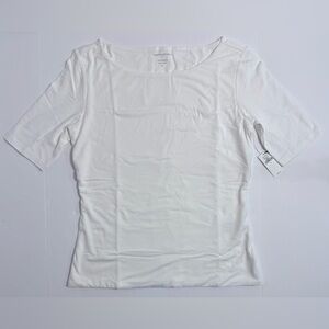 NWT Banana Republic Factory Soft Stretch Elbow Sleeve Top White Size S